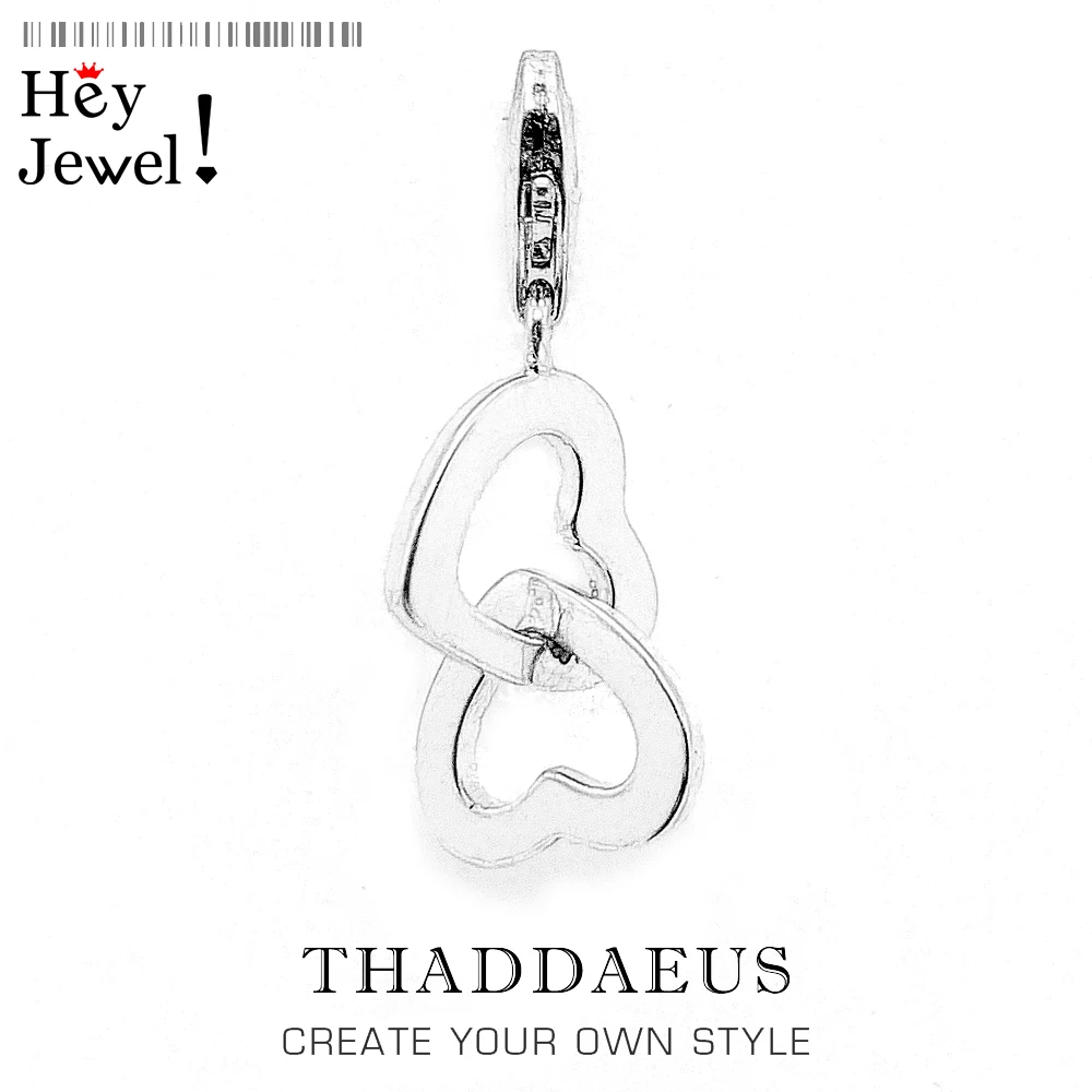 

925 Sterling Silver Link Hearts Charm Pendant Fit Bracelet Necklace 2020 New Women Fashion Jewelry Gift Collares Collier Femme
