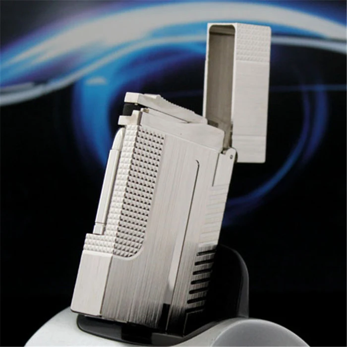 

Hot Sell Engraving Tobacco Lighter Flame Refillable Outdoor Lighter gadgets for men smoking Cling Sound French Brand Male Gift