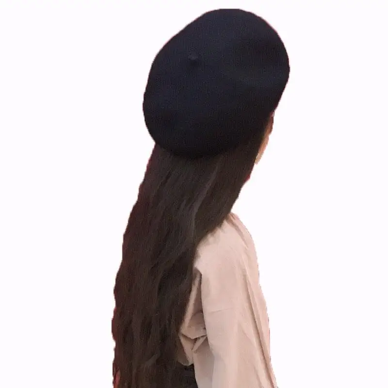 Новый модный однотонный теплый шерстяной зимний тонкий детский берет для