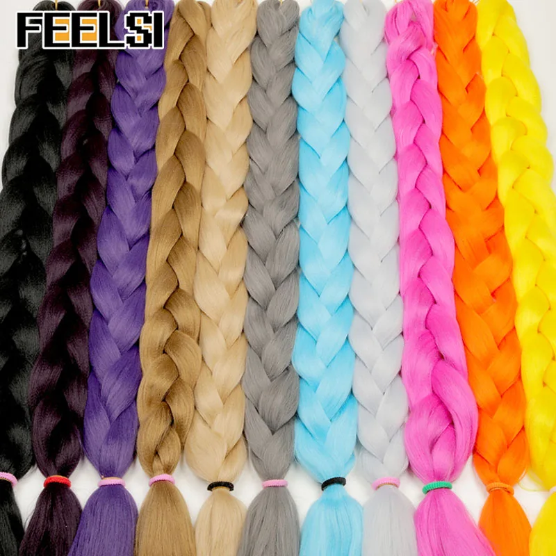 FEELSI плетеные волосы 82 дюйма синтетическое тепловое волокно косы 165 г/шт.