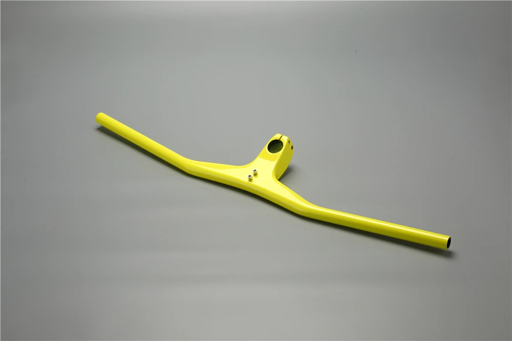 Yellow 760mmx80mm Карбоновый руль UD матовый однообразный Интегрированный руль со стволом, 720/740/760 мм для MTB DH горный велосипед Запчасти - Цвет: Yellow 760mmx80mm
