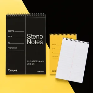 Блокнот KOYUYO Gambol Steno Note, классический, желтый, черный, с мягкой обложкой, с предварительно вырезанным офисным блокнотом, в спирали, школьные принадлежности F902