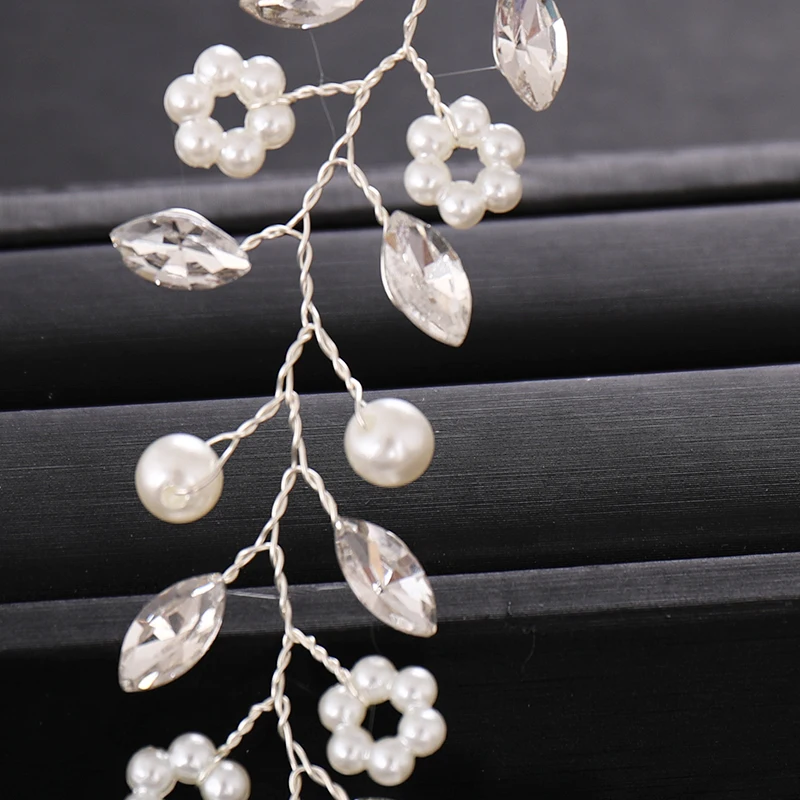 Ручная работа серебряный цвет кристалл жемчуг свадебные ободки свадебный