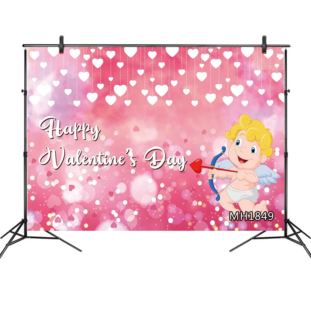 Фон для фотосъемки с Днем Святого Валентина Купидон Ангел стрельба из лука