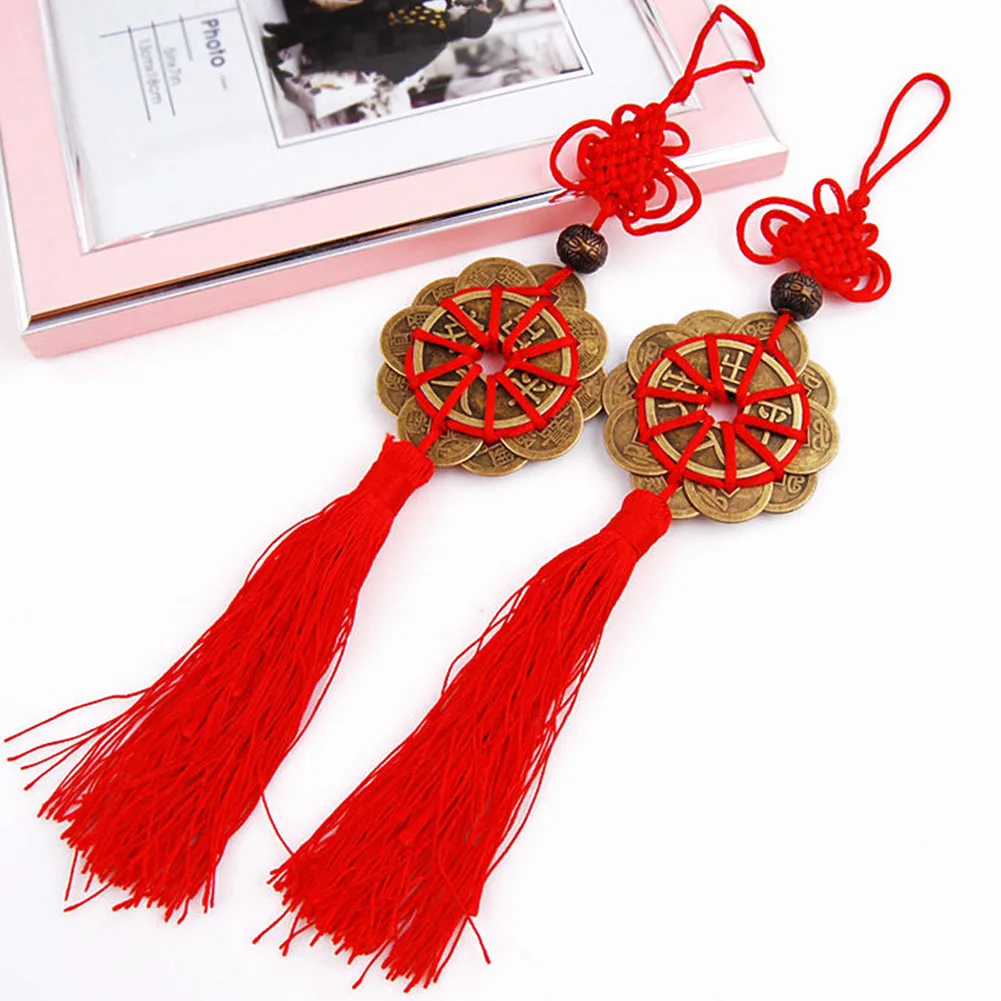 Chinese knot Coins Wind Chime Bell With Tassels for Good Luck Have a safe trip Fortune Home Car Hanging Auto Decoration Gift | Автомобили