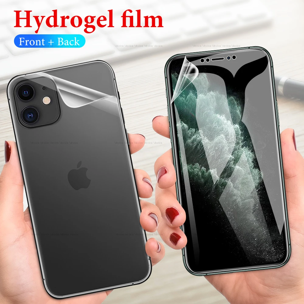 Передняя + задняя защитная Гидрогелевая пленка для iPhone 12 Mini 11 Pro XS Max XR X 10 7 8 6 6s Plus