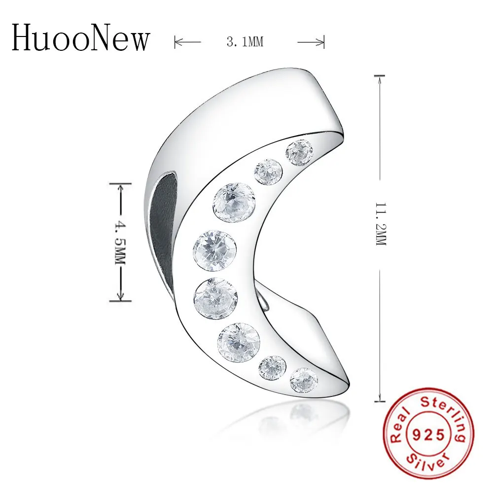 Лунная бусина с прозрачным кристаллом циркония подходящий для оригинального