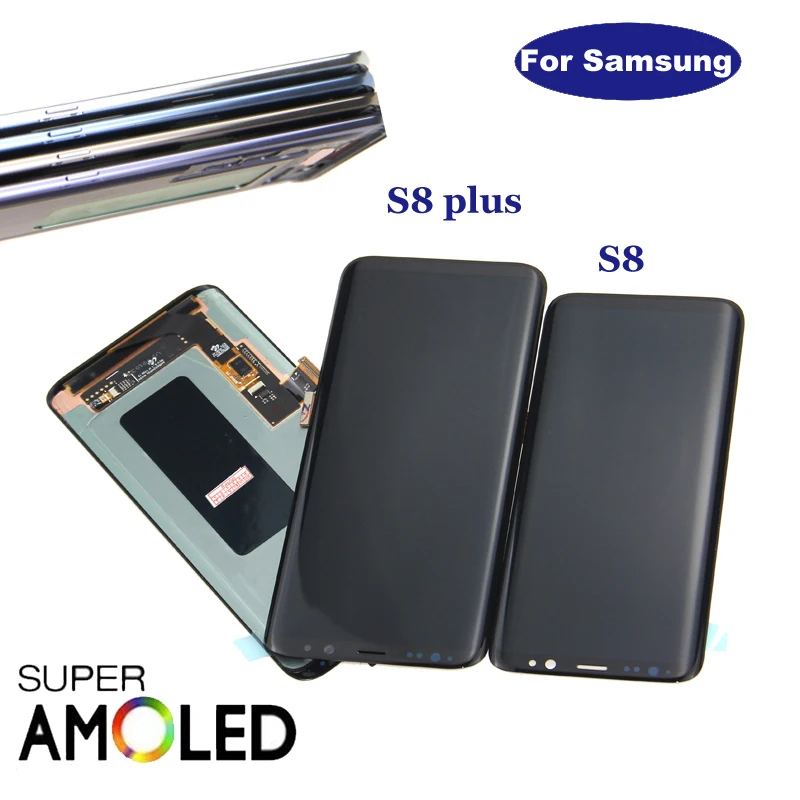 Super Amoled для SAMSUNG Galaxy S8 дисплей S8 Plus G950 G950F G955 G955F кодирующий преобразователь сенсорного экрана в сборе+ рамка