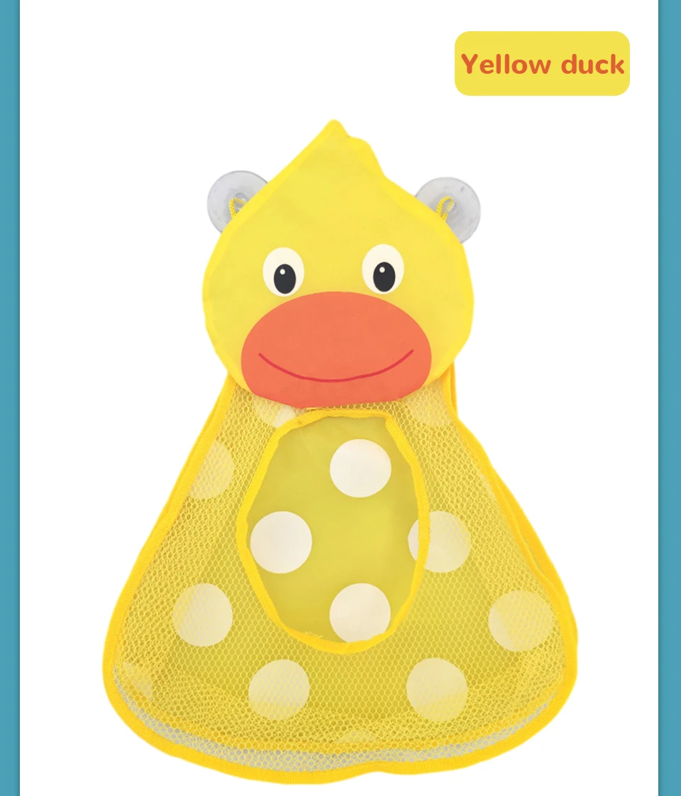 Baby Bath Toys Cute Duck Frog Mesh Net Toy Storage Bag Strong Suction Cups Bath Game Bag Bathroom Organizer Water Toys for Kids