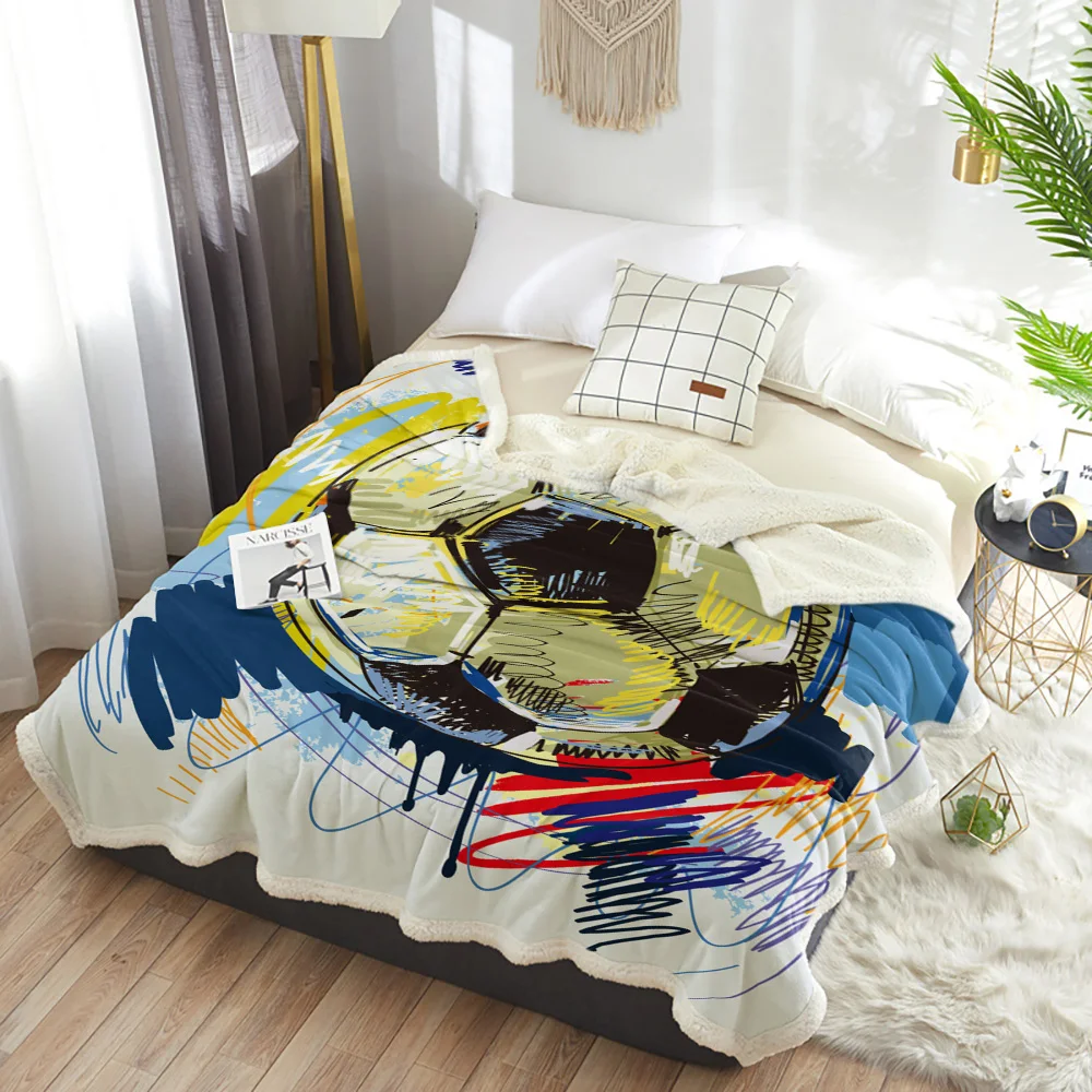 Футбольное акварельное Спортивное покрывало Флисовое одеяло с цветочным