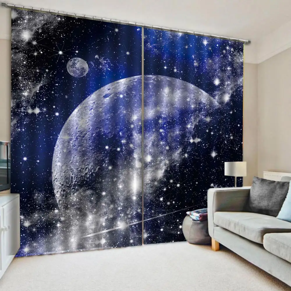 High Quality Arts Curtains Earth starlight Geometry image Modern Window Drapes For Living room bedroom Indoor Decor | Дом и сад