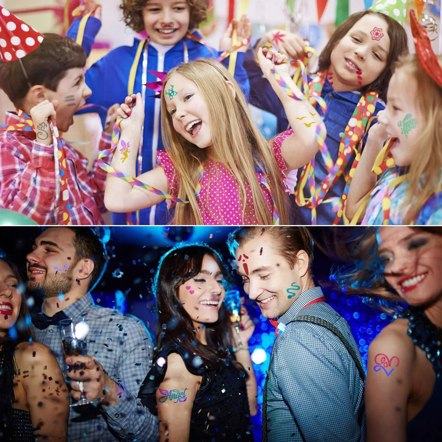 Набор блестящих татуировок 24 цвета 30 уникальных тематических временных наклеек