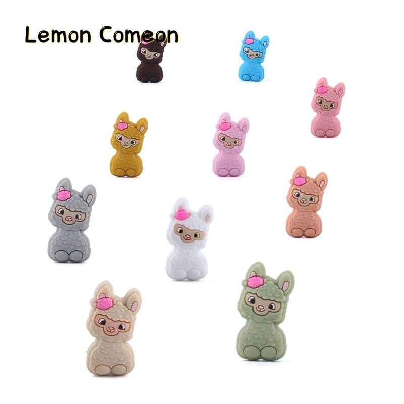 Lemon Comeon 10Pcs Cute Silicone Beads Food Grade Teether Sheep Teething Accessories Dummy Holder Decorate Mini Rodent Teether
