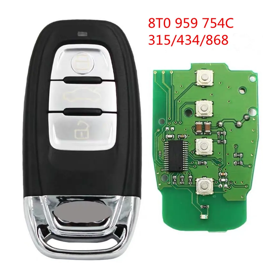 

Smart Remote Key Semi Keyless 315MHz/433MHZ/868MHZ 8T0 959 754C for For Audi Q5 A4L A5 A6 A7 A8 RS4 RS5 S4 S5
