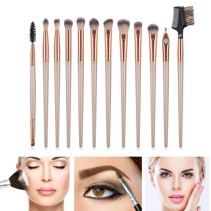 Лучшие 12 шт. набор кистей для макияжа многофункциональная пудра бровей Тени век