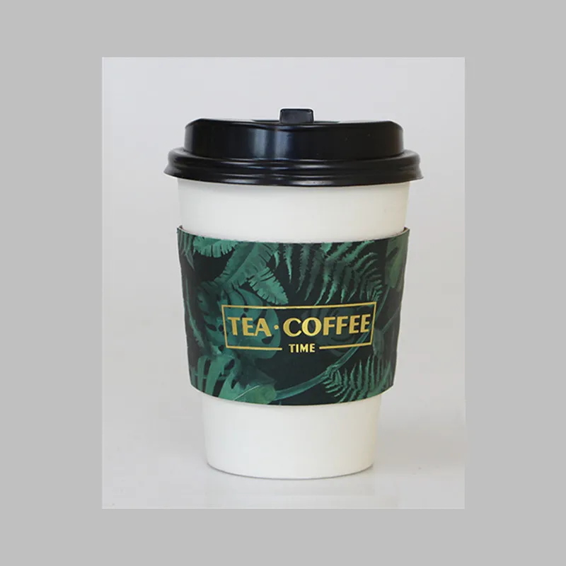 cup lid sleeve 50 шт зеленое растение Бронзирующая одноразовая кофейная чашка 400 мл 500 мл бумажный стаканчик для Чая Сетка Красный холодный горячий напиток упаковка чашка с крышками - Цвет: cup lid sleeve