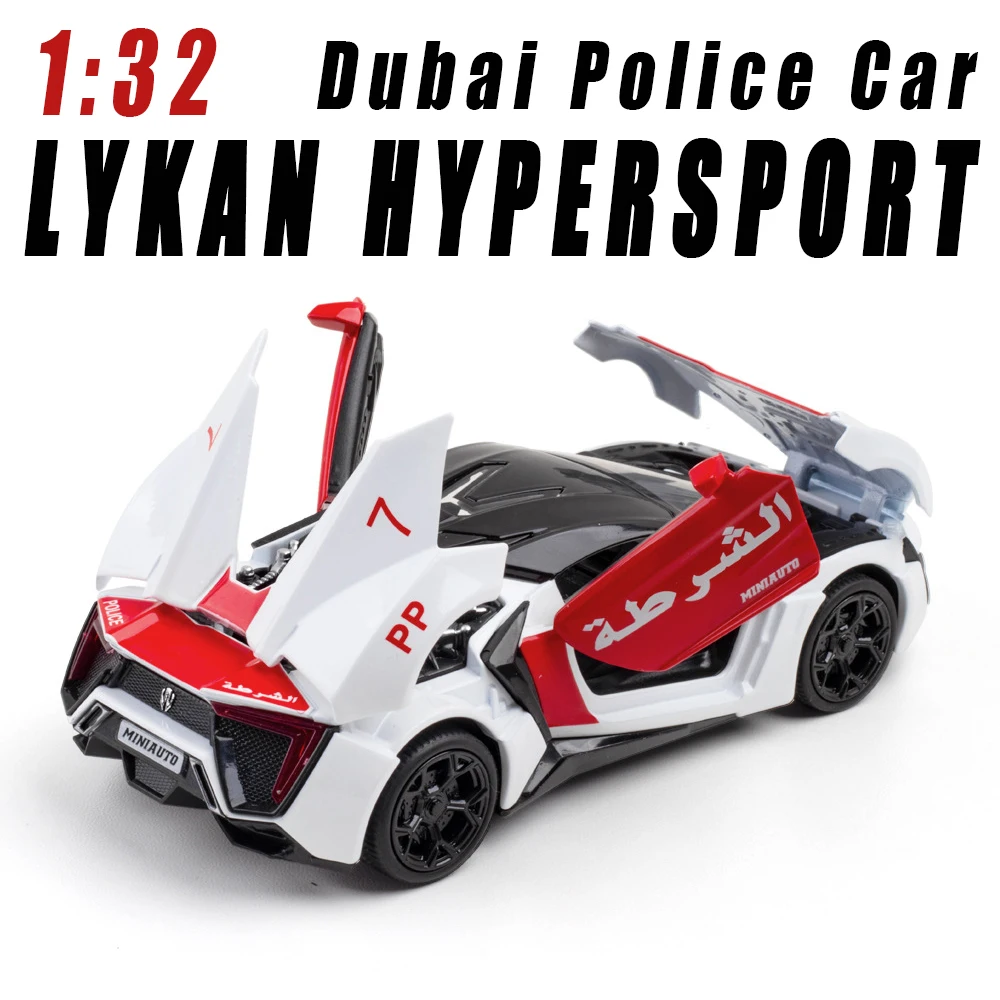 

1:32 Alloy Model Car Diecast Lykan Hypersport Dubai Police Car Miniature Metal Vehicle for Children Collected Gift Christmas Toy