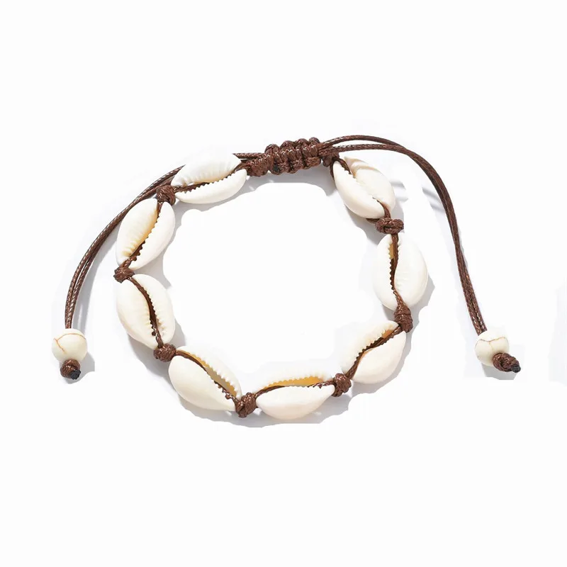 Bohemian Trendy Natural Seashell Handmade Bracelet For Women Shell Bracelets Beaded Strand Bracelet Charm Jewelry Gift Whlesale - Окраска металла: Brown