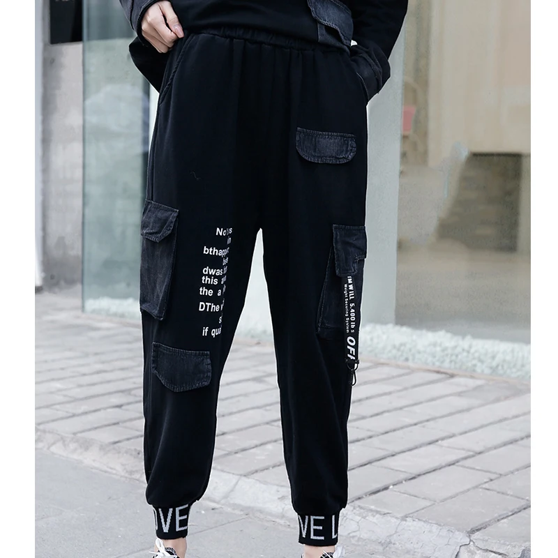 

Max LuLu 2021 European Fashion Ladies Elastic Casual Harem Pants Women Letters Printed Fitness Trousers Female Loose Pantalons