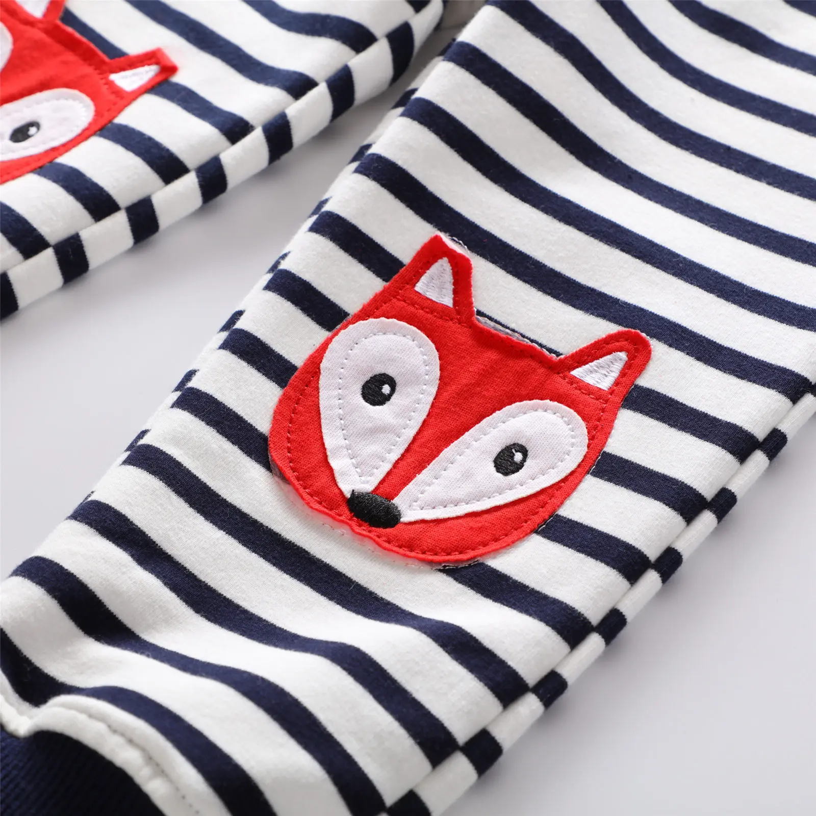 Pantalones de algod&oacute;n con dibujos animados para Ni&ntilde;os, pantal&oacute;n con estampado de zorro bordado a rayas, ropa informal para ni&ntilde;os de 2 a 7 a&ntilde;os, primavera y oto&ntilde;o-3
