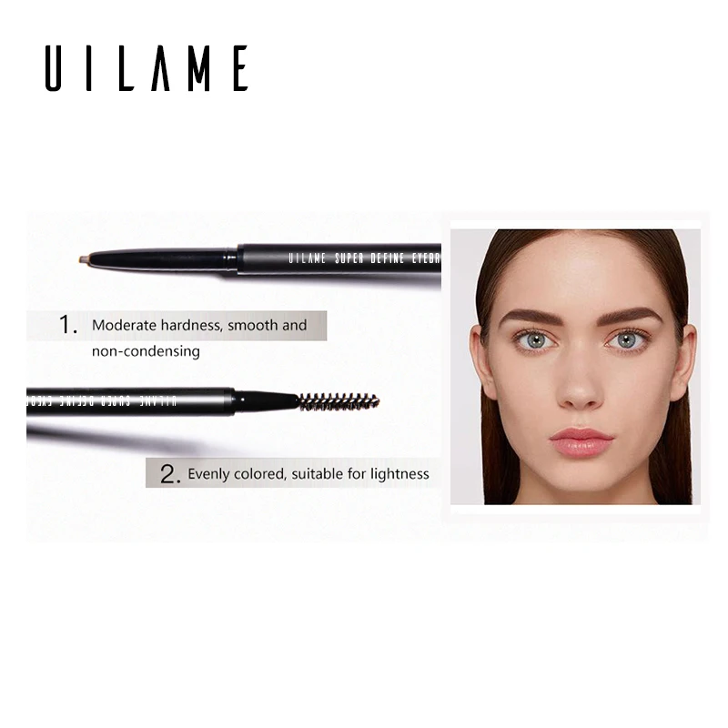Супер тонкий карандаш для бровей и кисть водостойкая стойкая черная коричневая