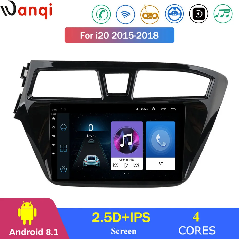 For Hyundai i20 2015-2018 Car Radio Multimedia Video Player Navigation GPS Android 8.1 Accessories SWC BT WIFI Sedan No dvd | Автомобили и