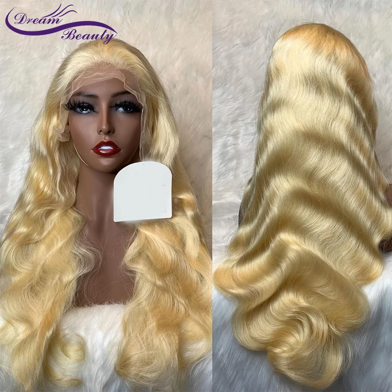 613 блондинка Синтетические волосы на кружеве парик объемная волна/глубокая