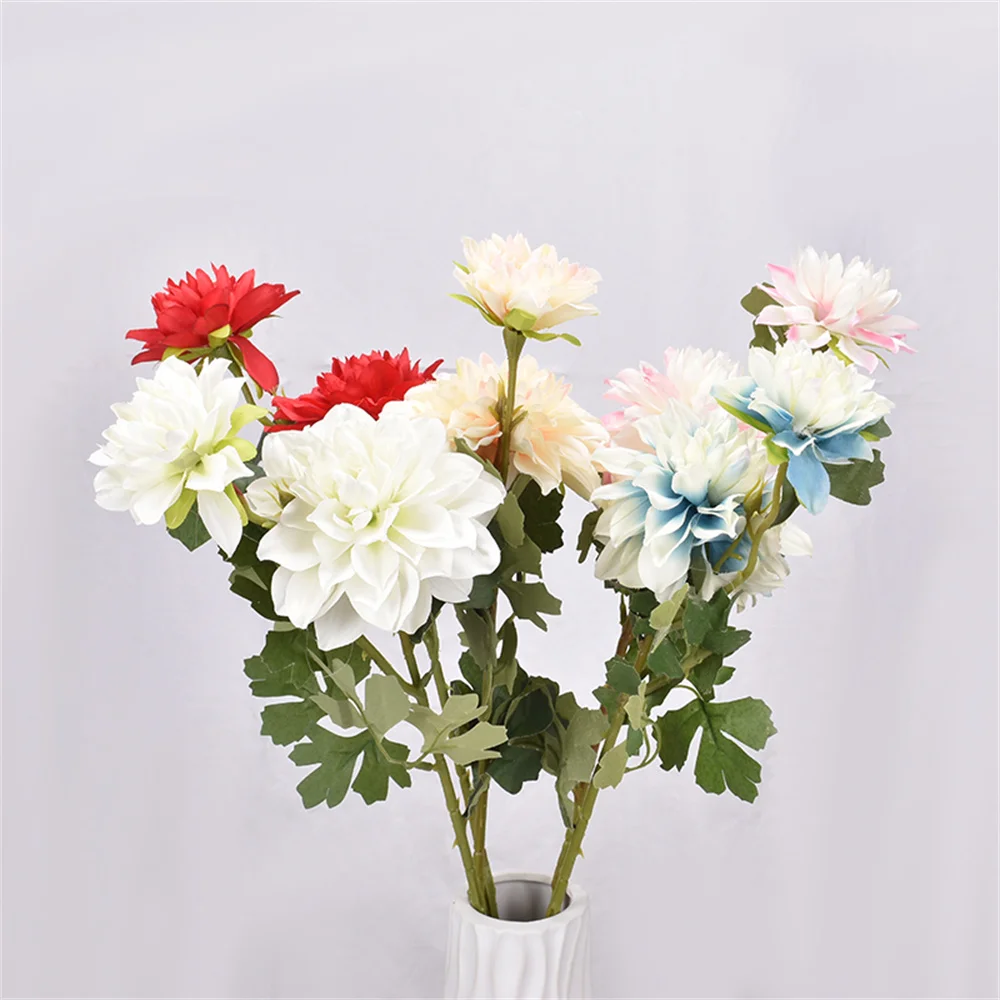 

2 Heads Of Dahlia Chrysanthemum Artificial Flower Wedding Home Hotel Office Restaurant Decoration Flower Arrangement Fake Plant