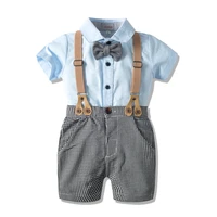 baby newborn boys romper clothes suit sky blue romper shorts belt cotton new born summer boy clothing kb8067