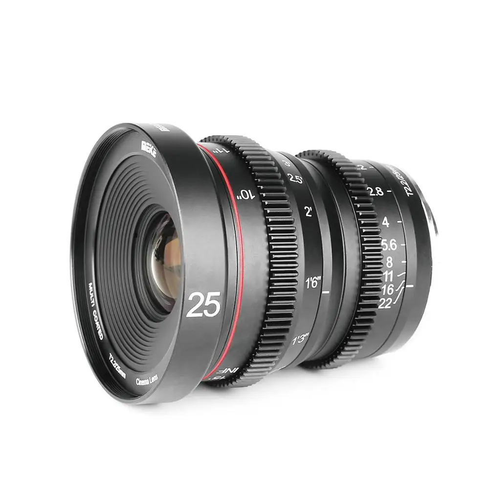 Meike 25mm T2.2 Large Aperture Manual Focus Prime Cine Lens for Olympus Panasonic M43 /for RF/ for  X mount/ for Sony camera