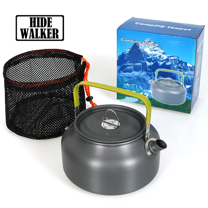 

0.8L/1.2L Camping Kettle Outdoor Coffee Kettle Camping Tableware Portable Pot Travel Teapot Cookware for Hiking Trekking Cooking