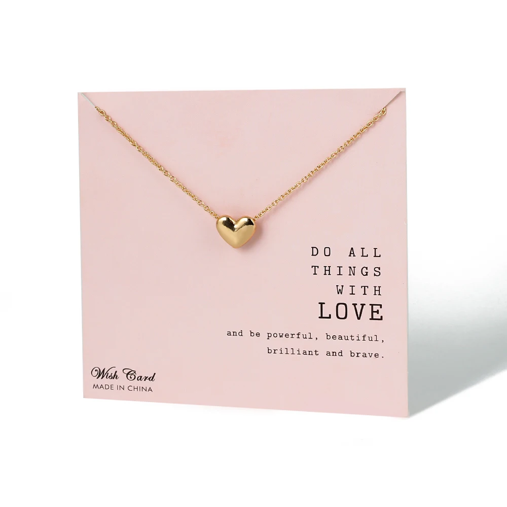 Женское Ожерелье с кулоном в форме сердца Wish Card романтическое ожерелье золотого