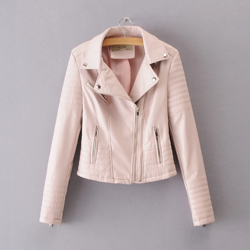 

Leather women's early spring new women's leather coat short slim motorcycle leather jacket fashion