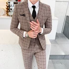Terno Masculino 5XL, роскошный костюм, формальное платье, офисный Мужской Обычный клетчатый смокинг, мужские костюмы из 3 предметов