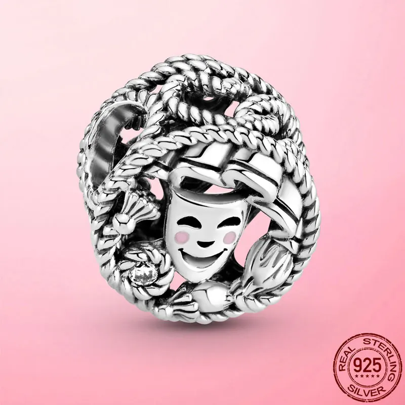 

2021 New 925 Sterling Silver Vivid Comedy & Tragedy Drama Masks Charm Beads fit for Original Pandora Bracelet Silver 925 Jewelry