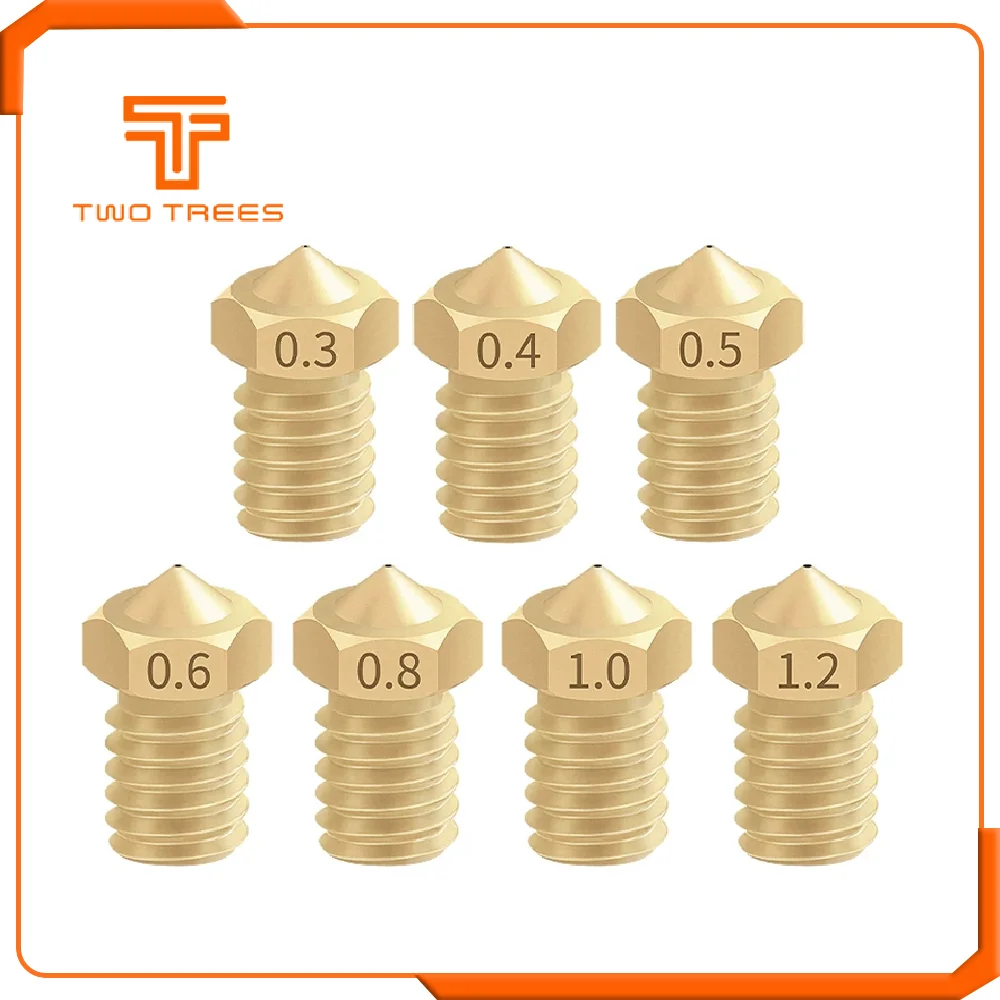 

5 шт., насадки для экструдера E3D V6 M6, 0,3/0,4/0,5/0,6/0,8/1,0/1,2 мм