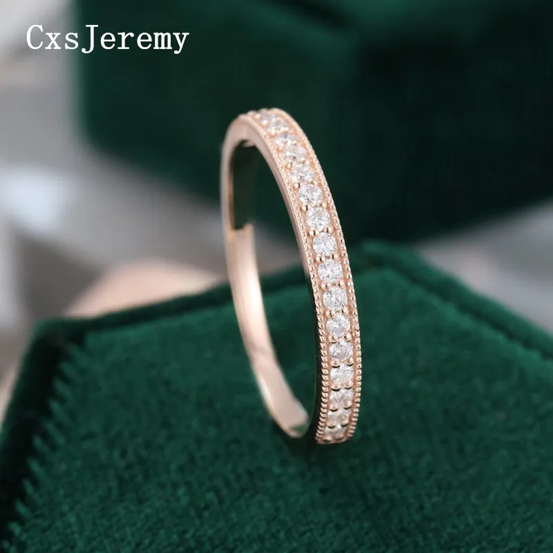 Кольца cxsmy Classic14K из розового золота 585 пробы с мусанитом полвечность бриллианты