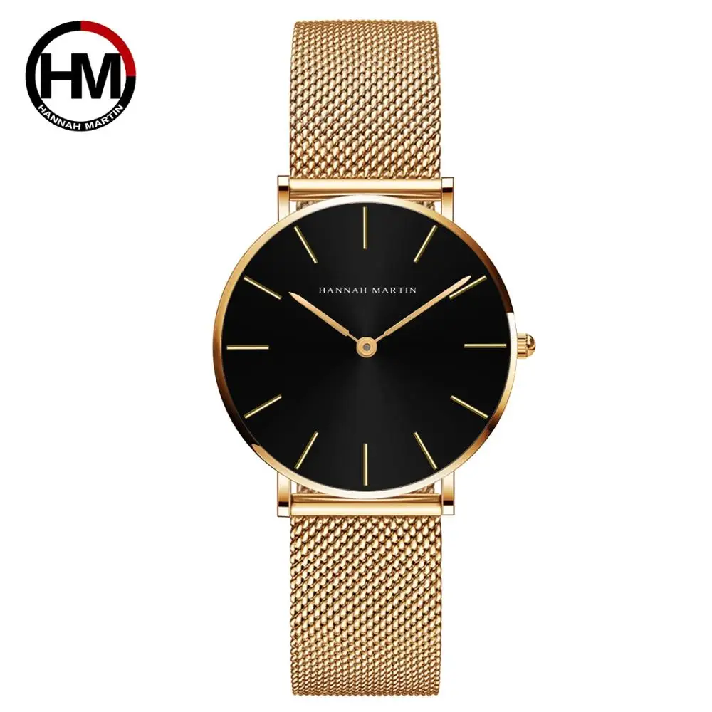 

36mm Dial Simple Design Classic Women Full Rose Gold Stainless Steel Mesh Female Japan Quartz Casual Waterproof Ladies Watches