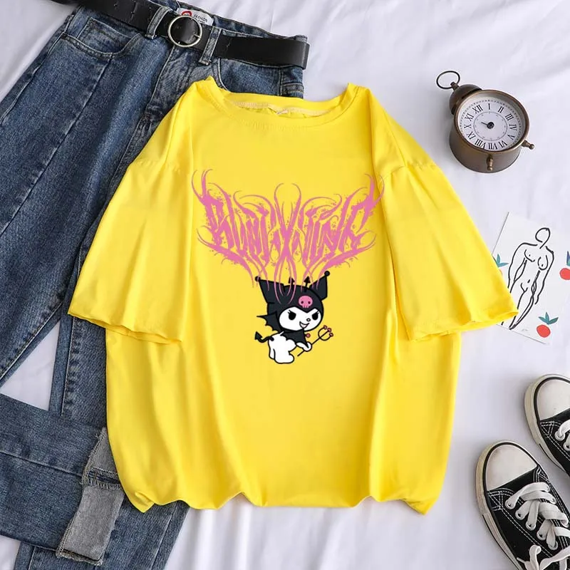

woman 2021 Casual all-match short-sleeved plus size ladies fashion loose T-shirt spring and summer anime print top ladies