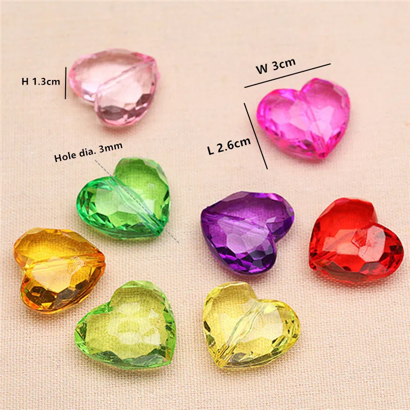 20 шт./лот многоцветный подвесной кулон сердце алмазные люстры Акриловый Кристалл