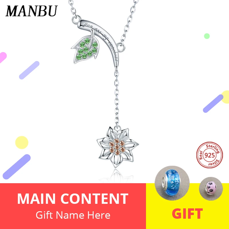 Ожерелье из стерлингового серебра 925 пробы женское ожерелье с зеленым листом и