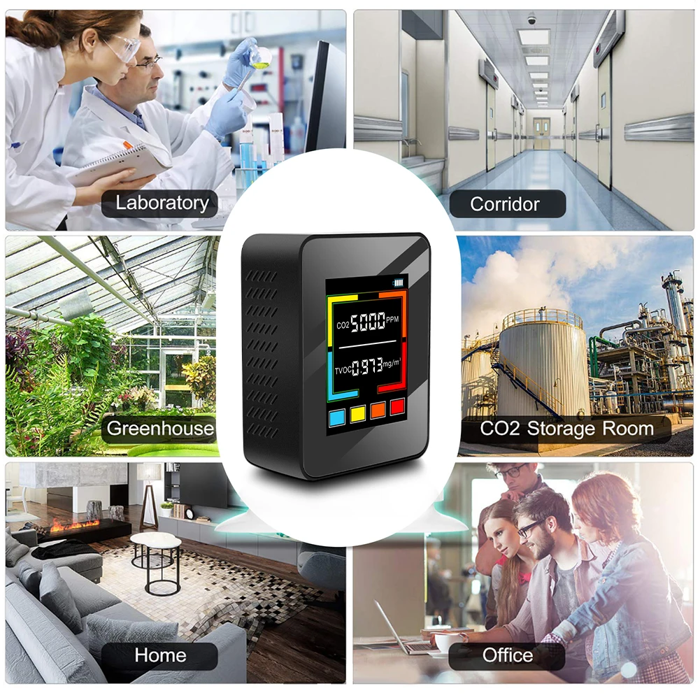 

New CO2 Meter Digital Temperature Humidity Sensor Tester Air Quality Monitor Carbon Dioxide TVOC Formaldehyde HCHO Detector