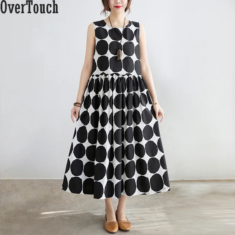 

2021 Plus Size Summer Dress Women Lady Vestidos Sundress Long Dress Fashion Print Casual Sleeveless A-Line Loose Pleated