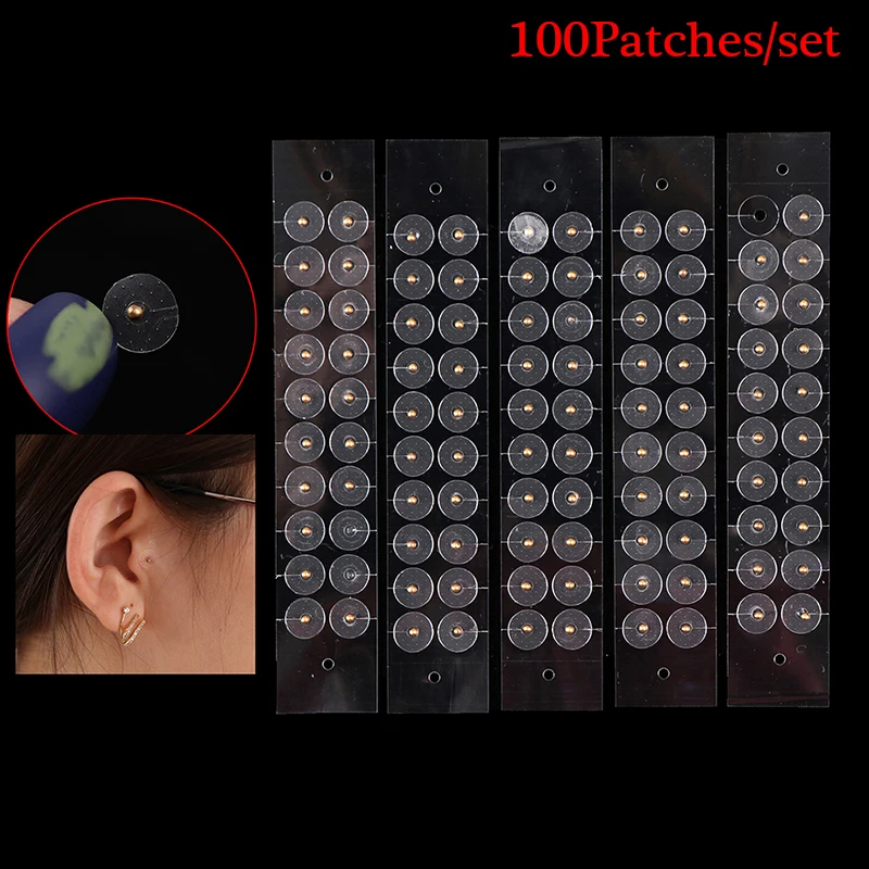 

100PC Transparent Ear Point Stickers Ear Pressure Stick Acupuncture Magnetic Beads Auricular Ear Stickers Massage Ear stickers