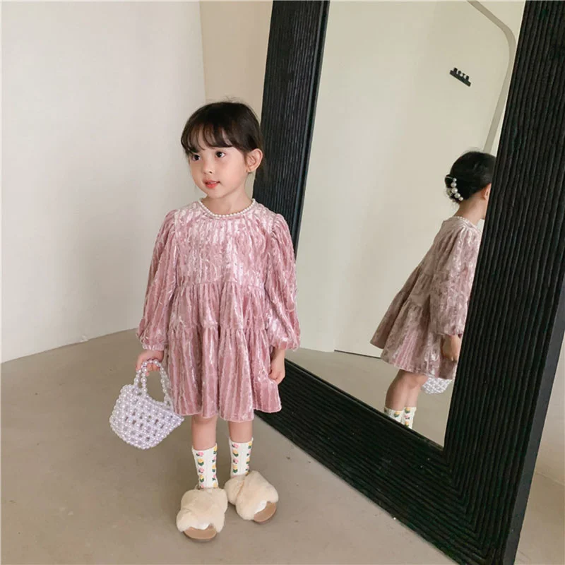 

Autumn 2021 new arrival baby lady dress long arm fashion nice wear for promotion children dress 4-39