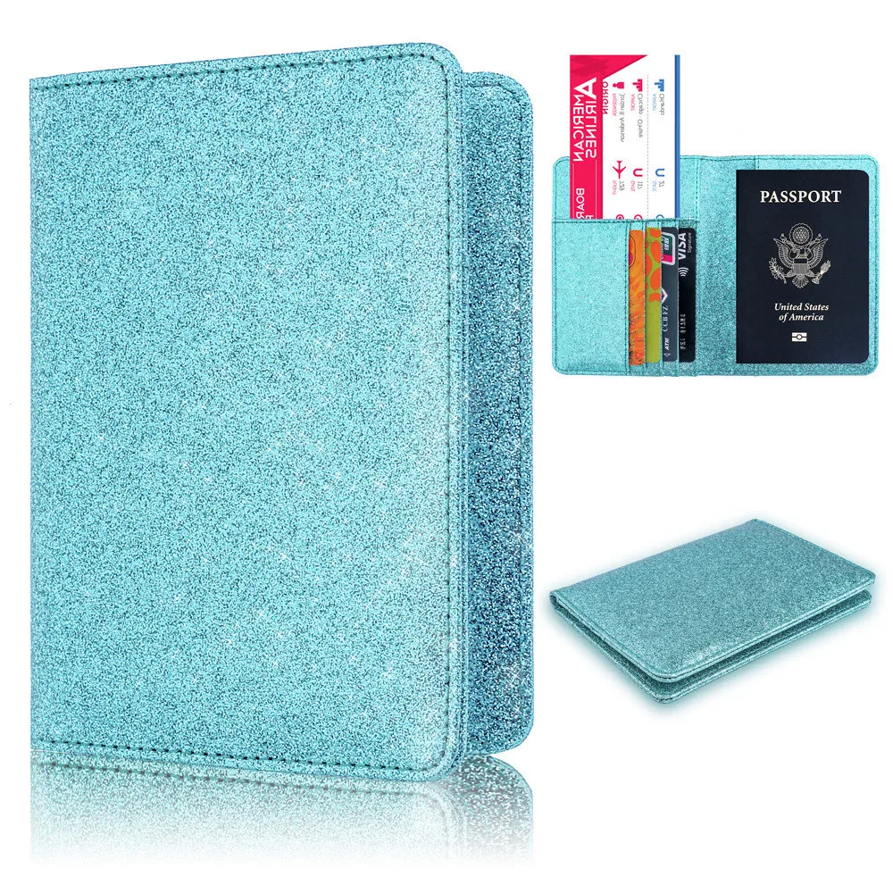 Sky Blue Maison Fabre card holder PU Cover on the passport Bright Surface Antimagnetic Certificate Card Bag Passport Package G0909#35 - Цвет: Sky Blue