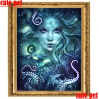 mosaic diamond painting 3d diamond painting octopus woman diy embroidery cross stitches full drillhome wall decor wallpaper