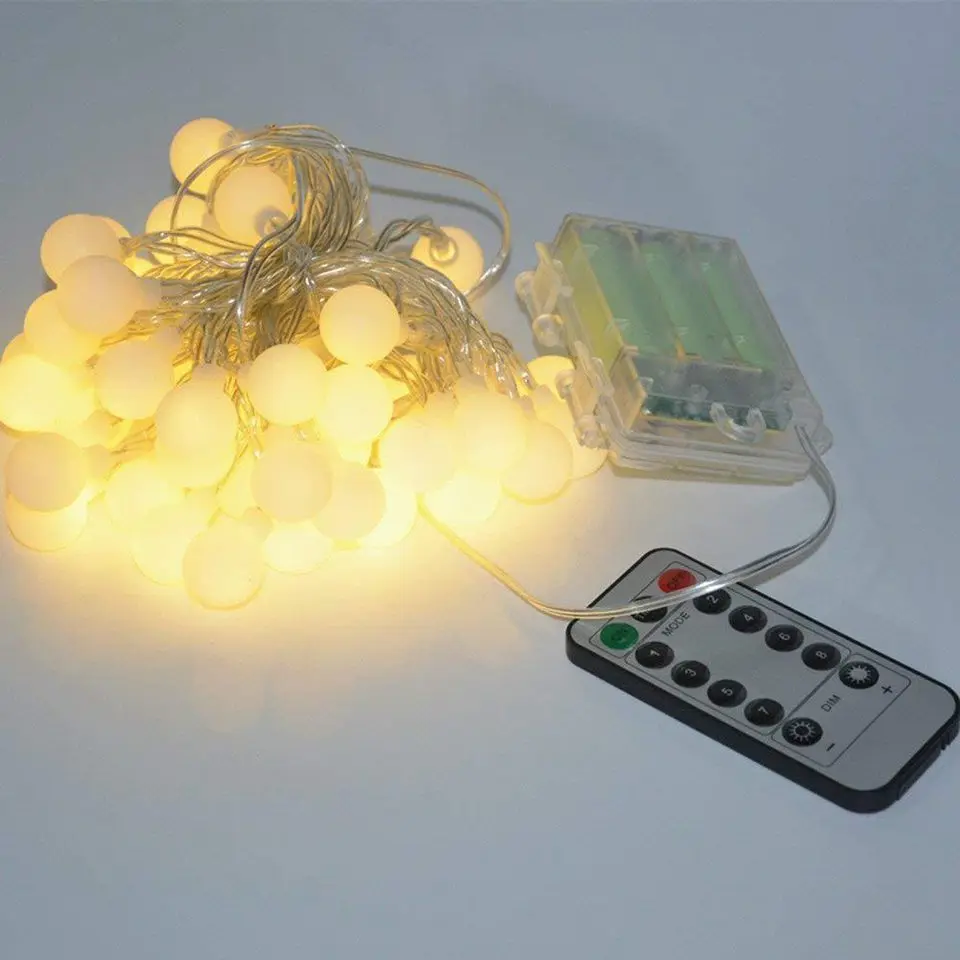 

Led string lights with white ball holiday decoration lights holiday Christmas wedding birthday party lantern outdoor lighting
