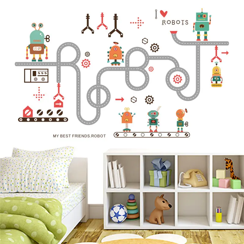 

Cartoon Robots Wall Sticker For Kindergarten Kids Room Bedroom Home Decor 3d Pvc Mural Art Diy Boys' Wall Decal