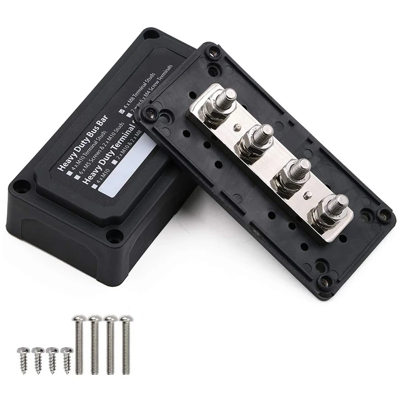 

300A Busbar Box Heavy-Duty Module Design 4X M8(5/16Inch) Post Power Distribution Block Bus Bar for Marine RV Trucks
